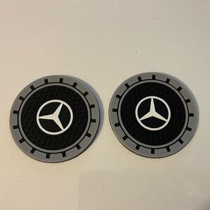 Mercedes Benz Car Cup Coasters in Black and Gray Set of 2 NWT